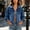 Dark Blue, variant on Jeans Jacket for Women Collared Long Sleeve Stylish Flap Pockets Snap Button Western Jacket Cowboy Wind Fashion Simple and Comfortable Denim Jacket Travel Date Outdoor Party M Blue