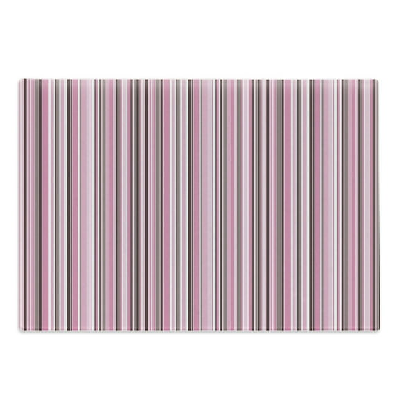 Modern Cutting Board, Abstract Retro Vintage Stripes Lines Geometrical Art Print, Decorative Tempered Glass Cutting and Serving Board, Large Size, Pale Pink White, by Ambesonne