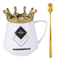 12 Oz Coffee Mugs with Crown Lid and Spoon, Drinking Mugs Cute Mug Gifts for Women Mom Daughter Girls Birthday Valentine's Day Christmas