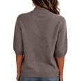 thumbnail image 5 of Women's Short Sleeve Sweaters Trendy High Neck Knit Pullover Tops Business Casual Spring Outfits 2026 Coffee L, 5 of 5