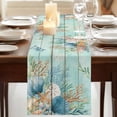 thumbnail image 3 of Table Runners 72 Inches Long Dress Scarves, Teal Beach Coastal Farmhouse Kitchen/Dining Table Runner, Coffee Tablerunners, Summer Nautical Coral Shell Botanical Vintage 16x72 Inch, 3 of 9