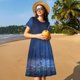 thumbnail image 4 of Disketp Retro Blue Glitter para Vestido de Manga Corta para Mujeres, Vestidos de Verano para Mujeres, Casual y Holgado para la Playa, 4 of 6