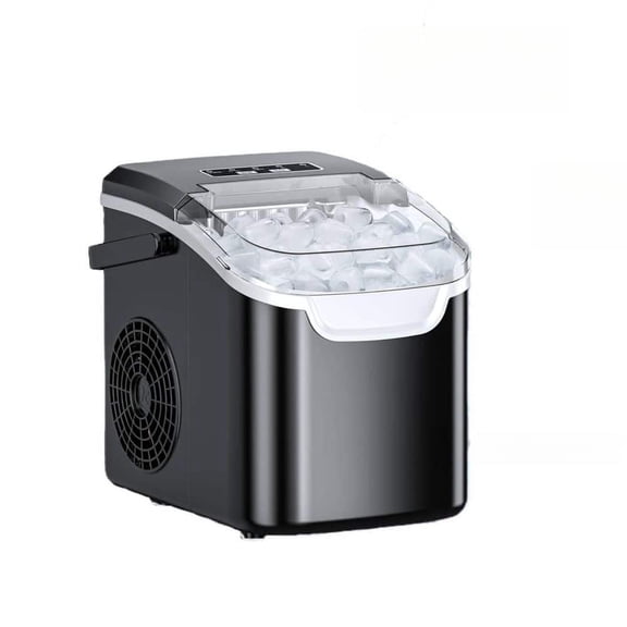 8.66 in. 26 lb. Portable Ice Maker Bullet Ice Machine with Selectable Ice Size in Black for Home/Office/Bar