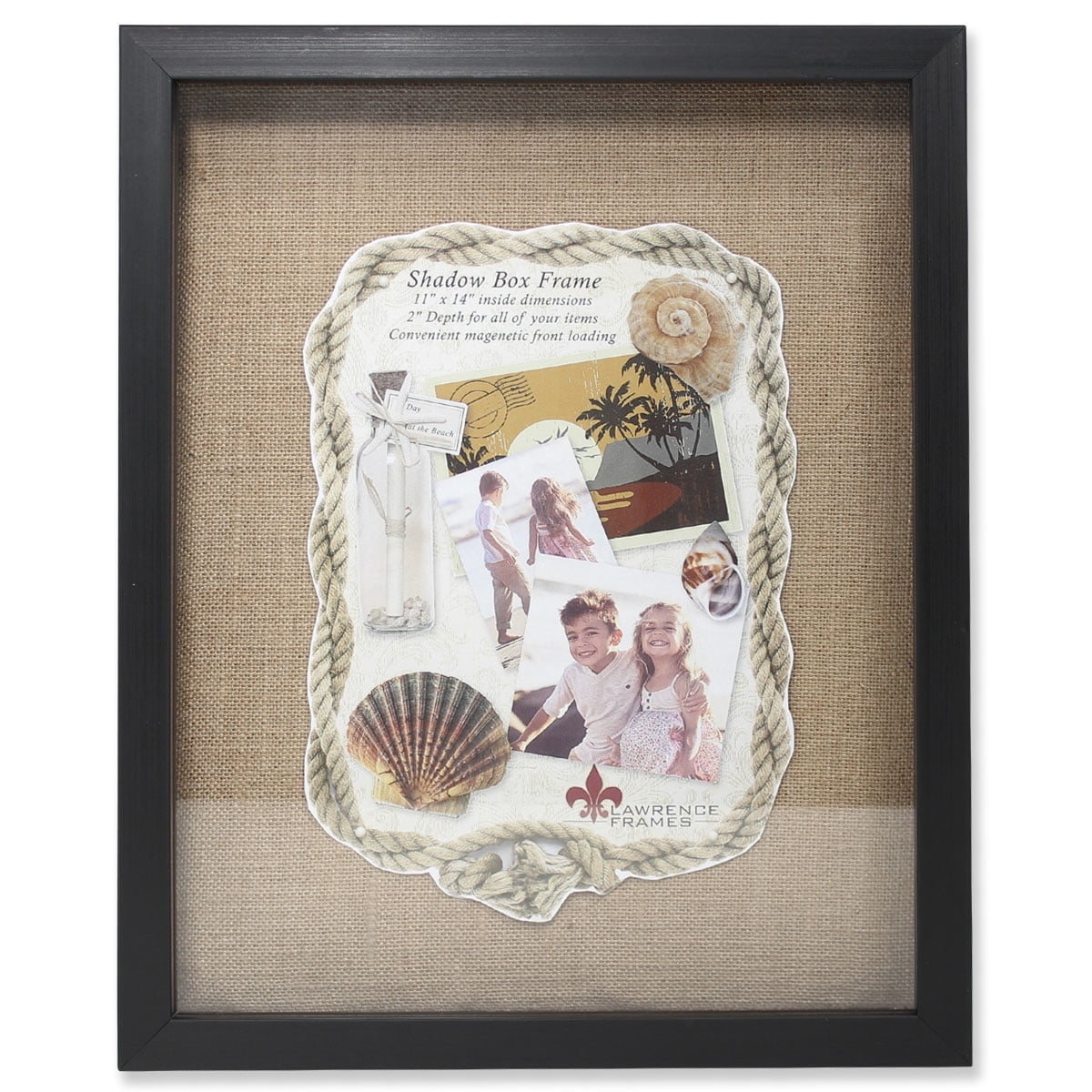 11x14 Black Front Hinged Shadow Box Frame Burlap Display Board