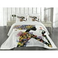 thumbnail image 2 of Ambesonne Colorful Quilted Coverlet 3 Pcs, Flowers with Butterfly, Queen Size, Multicolor, 2 of 4