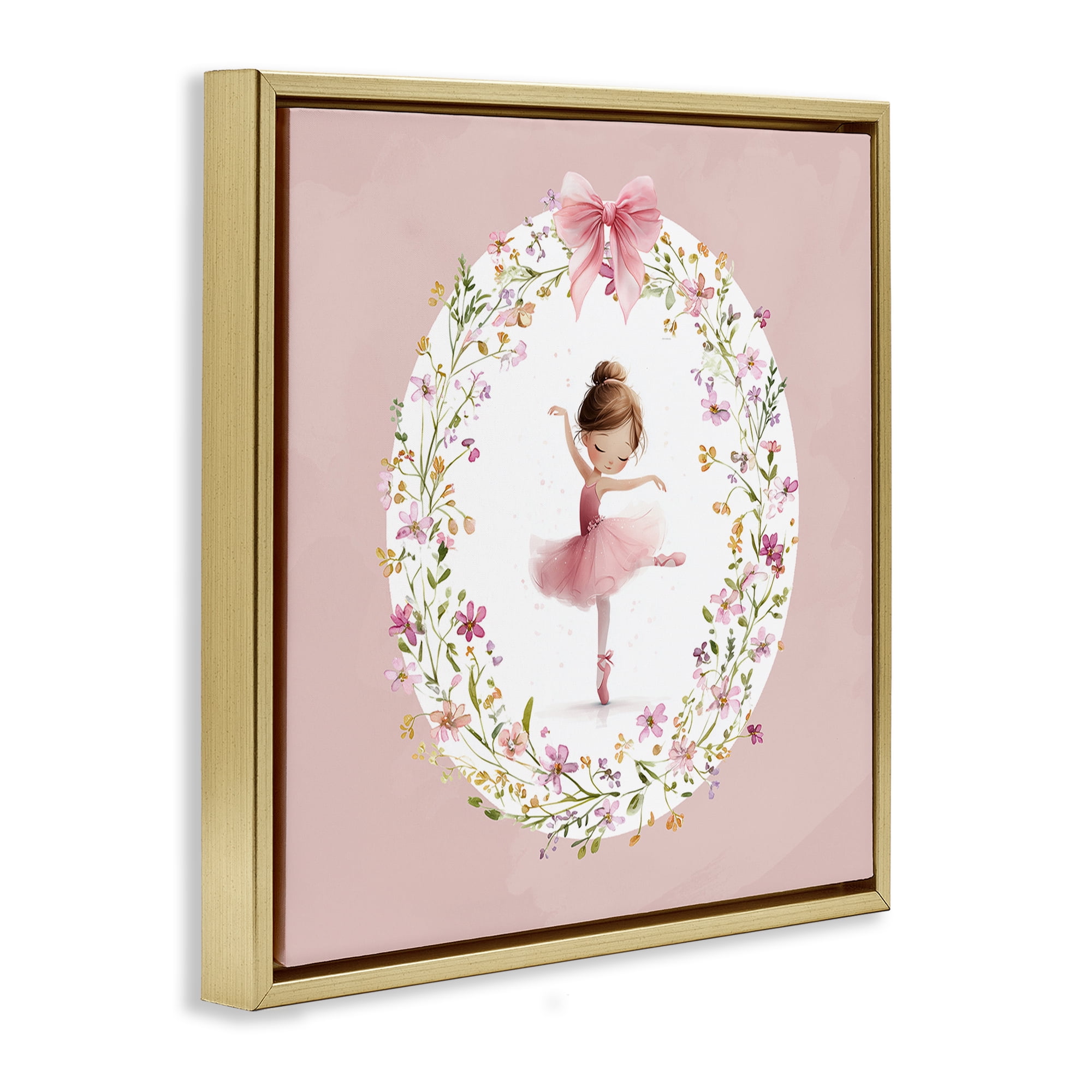 Stupell Industries Ballet Dancing Princess Gold Framed Floater Canvas Wall Art, design by Christine Simpson Art