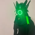 thumbnail image 3 of LED Light Up Mask with Round Lights and Wing Braid Design for Music Festival Cosplay Tech Helmet, 3 of 4