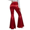thumbnail image 4 of Women's High Waist Flare Pants, Gold Snake Print Stretchy Bootcut Trousers,Red,M, 4 of 5