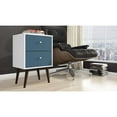 thumbnail image 7 of Manhattan Comfort Liberty Mid Century - Modern Nightstand 2.0 with 2 Full Extension Drawers in White and Aqua Blue with Solid Wood Legs, 7 of 7