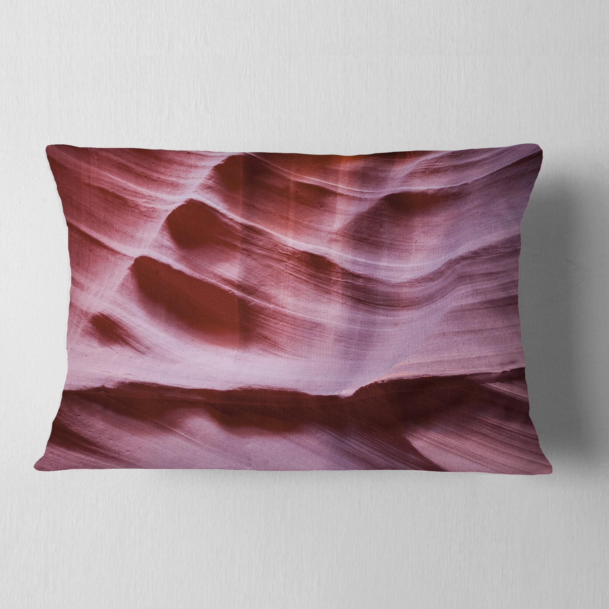 Designart Upper Antelope Canyon Details - Landscape Photography Throw Pillow - 12x20