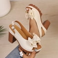 thumbnail image 2 of Xfvqtps Women Block Heel Sandals Bow Peep Toe Slingback Adjustable Buckle Strap Casual Summer High Heel Shoes, 2 of 9
