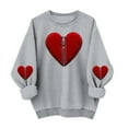 thumbnail image 5 of YueHuiYing Women's Oversized Hoodless Sweatshirt with Heart-Shaped Letter Print Round Neck Long Sleeves - Valentine's Day Fashionable Casual Comfort Top, 5 of 6