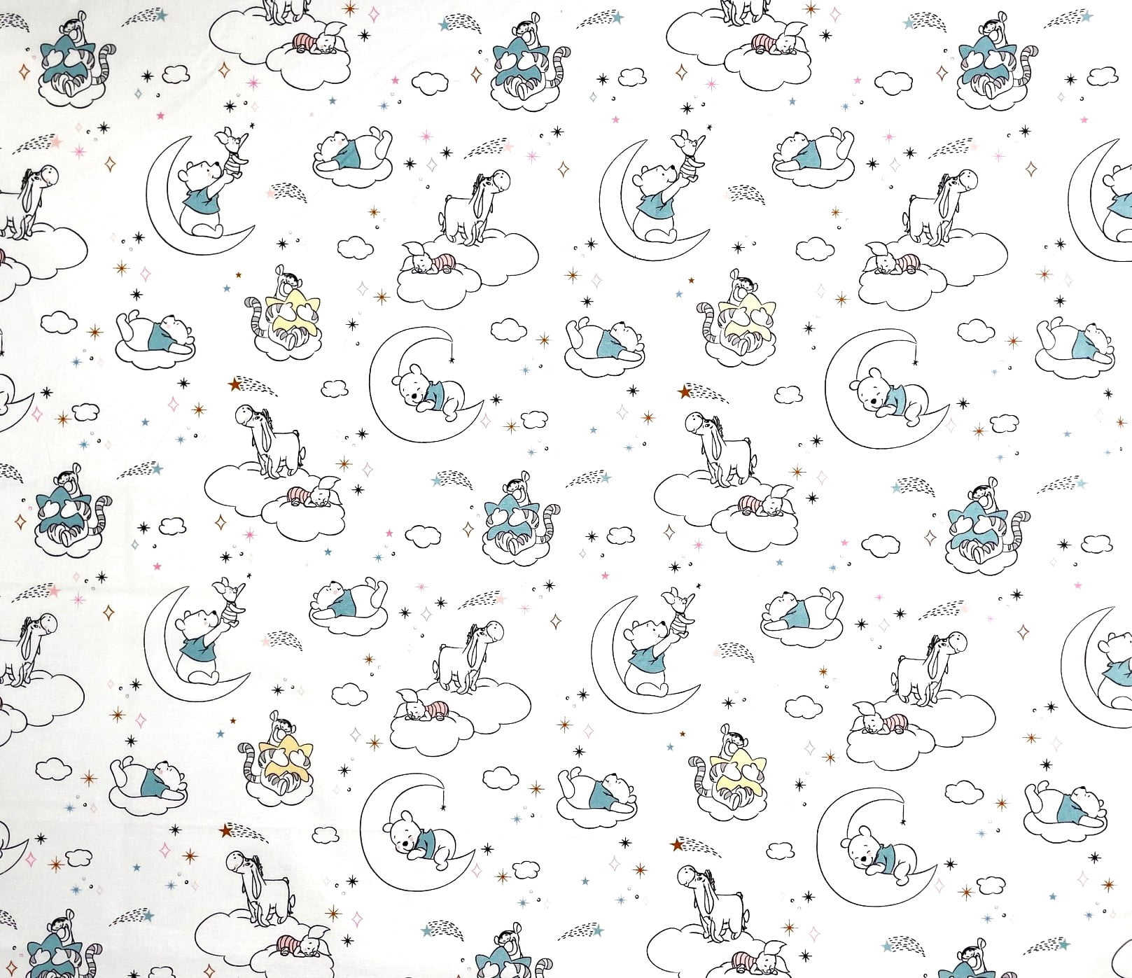 1 Yard - Winnie the Pooh Piglet Tigger & Eeyore Baby Nursery on White Cotton Fabric (Great for Quilting, Sewing, Craft Projects, Throw Pillows & More) 1 Yard X 44" Wide