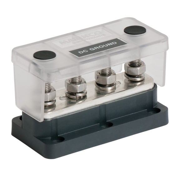 BEP Marine Busbar 777-BB4S-500 Flat Strip Type; 4 Terminal Points; 500 Amp Maximum; Without Insulated Cover; 3.8 Inch Length x 1.91 Inch Width; Tinned Copper Conductor/Stainless Steel Studs