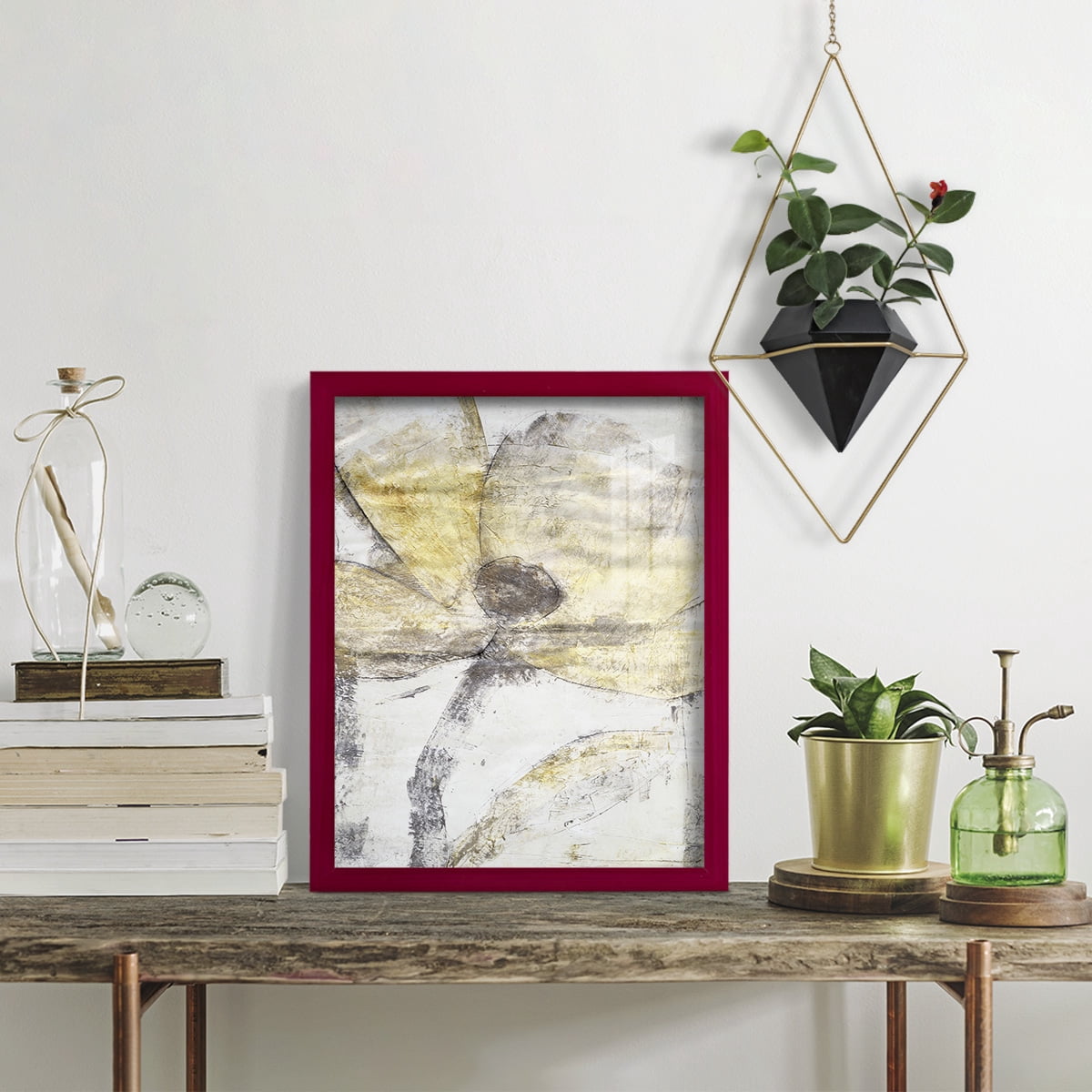 Une Fleur II - Framed Print w/glass - Cherry Red