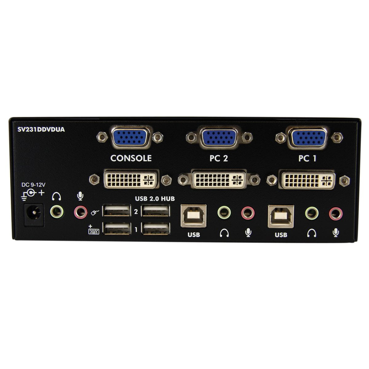 StarTech 2-Port DVI VGA Dual Monitor KVM Switch USB w/ Audio and USB 2.0 Hub