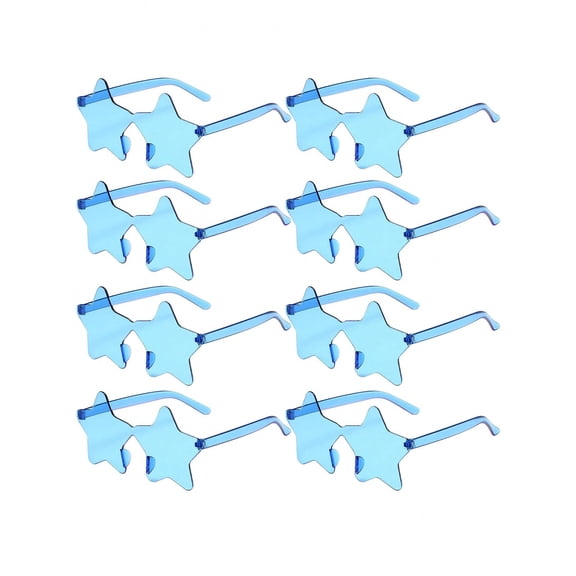 12 pcs Blue Star-Shaped Rimless Sunglasses - Novelty Party Glasses for Festive Events