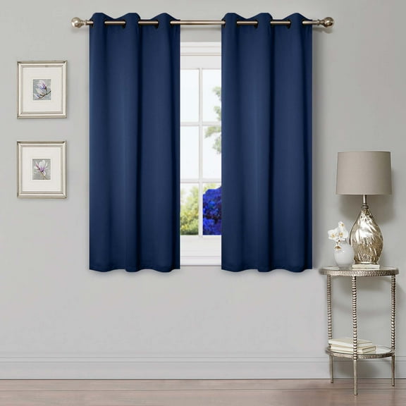 Superior Blackout Solid Light Filtering Grommet Curtain Panel Set, 42" x 63", Navy Blue