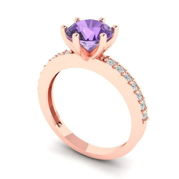 1.71ct round cut alexandrite 18k rose gold Bridal Wedding Engagement Promise Anniversary Ring for Women size 3.75