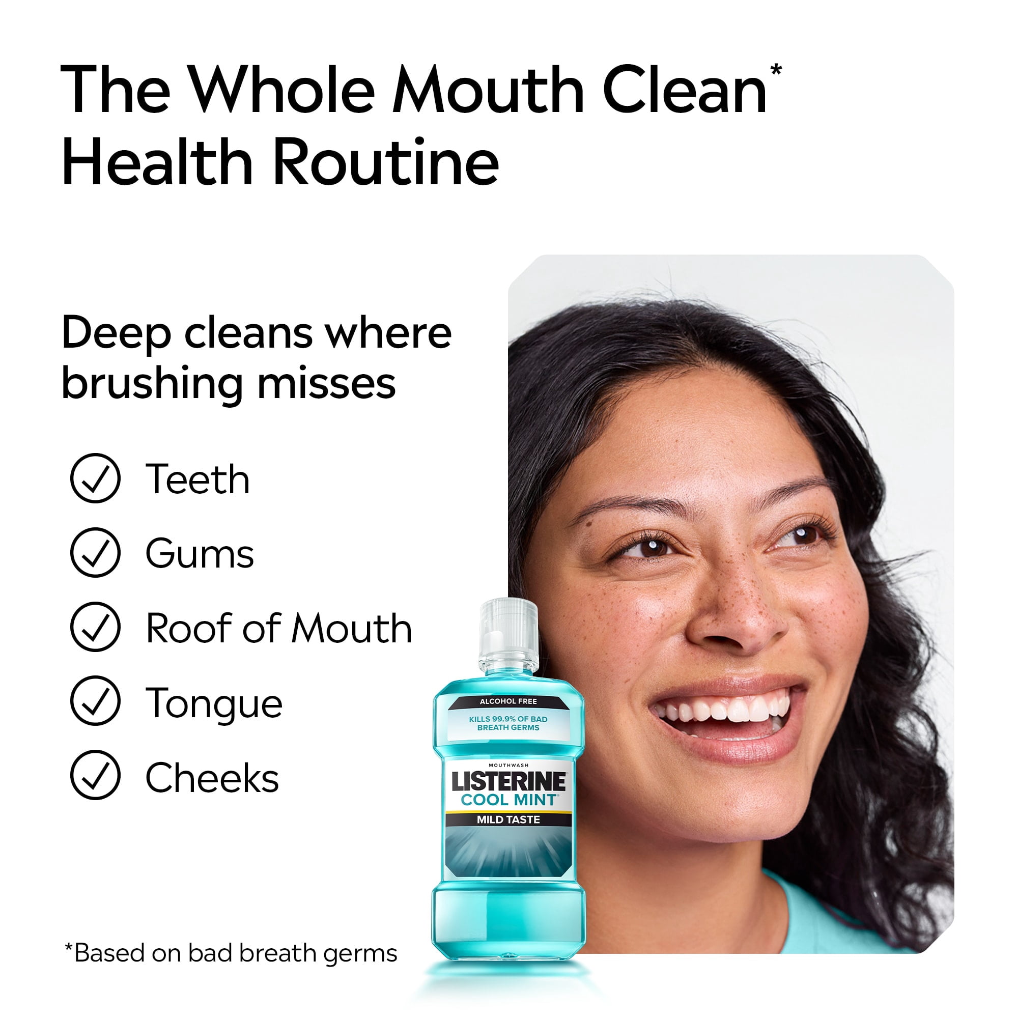 (3 pack) Listerine Cool Mint Alcohol Free Mild Oral Care Mouthwash for Bad Breath, Cool Mint Mild, 1.5 L