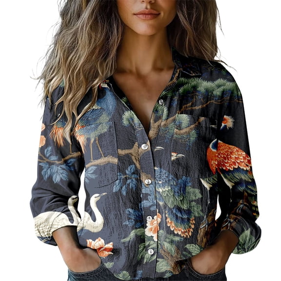 Chuancc Shirts For Women Long Sleeve Shirts For Women Fall Clothes Womens Office Tops Fall Outfits Tops For Women Trendy Button Down Shirts For Women Black L