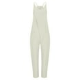 thumbnail image 4 of Baqcunre Women's Zipper Sling Sleeveless V Neck Spaghetti Strap Long Jumpsuit with Two Pockets,Color Beige,Size S-5XL, 4 of 5