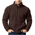 thumbnail image 2 of Men's Oversized Fleece Half Zip Stand Collar Sweatshirt Long Sleeve Kangaroo Pocket Loose Fit Casual Everyday Fall Winter Pullover Top, 2 of 9