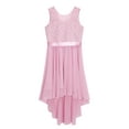 thumbnail image 3 of YUUMIN Kids Girls Floral Lace V Neck Junior Bridesmaid High Low Dress Wedding Party Pageant Ball Gown Dusty Pink 6, 3 of 6