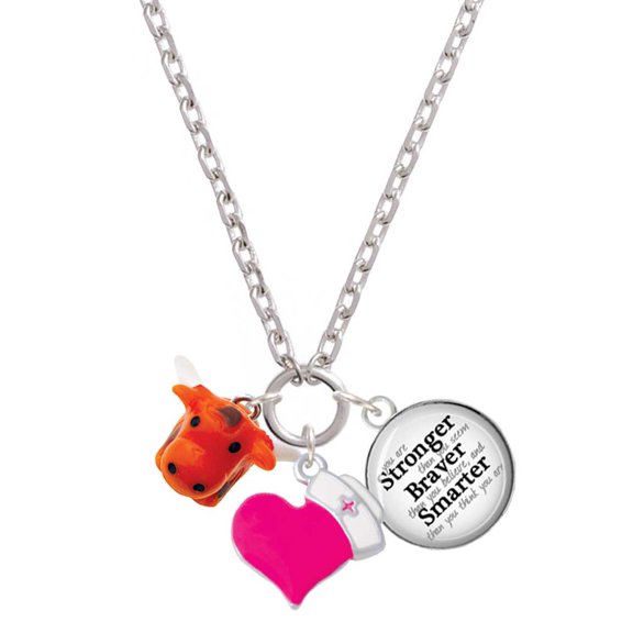 Delight Jewelry Resin Longhorn - Hot Pink Heart Nurse Strong Zoe Necklace
