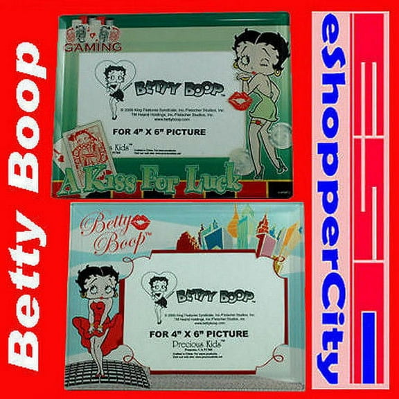 Betty Boop Glass Picture Frame Set of 2 , 4x6 Photo Monroe New York, Las vegas good luck