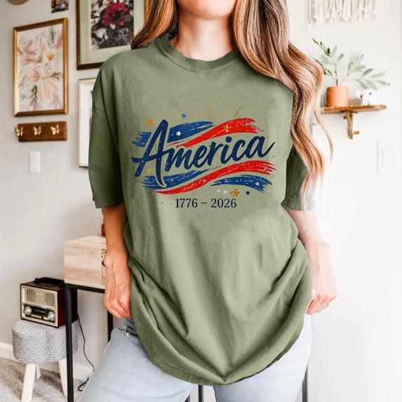 250 Anniversary USA Shirt American Falg Print Short Sleeve 250th Birthday T-Shirt 1776-2026 4th of July Tops for Women