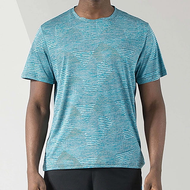 Playera Elvqul para Hombre Casual Azul Claro Manga Corta Liso Abotonada con Solapa