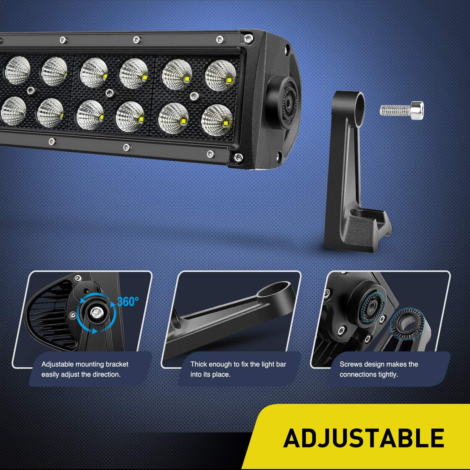 Nilight 120W Waterproof Spot & Flood LED Light Bar for SUV ATV Truck 4x4 Boat