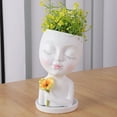 thumbnail image 4 of Sunjoy Tech Vivid Appearance Stable Base Planters Pot with Drainage Holes Cute Girls Head Face Shape Resin Flower Pot Home Supplies, 4 of 7