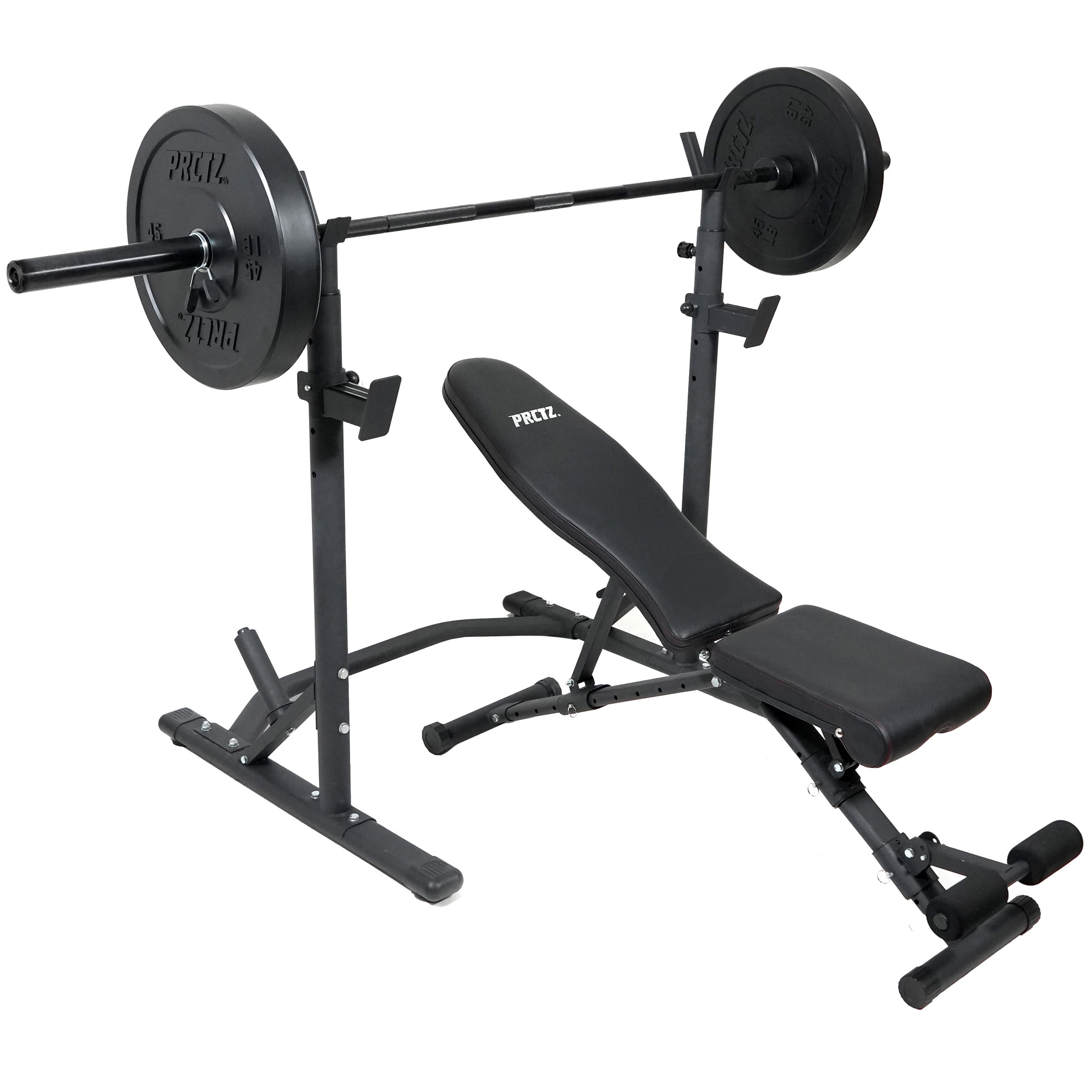 PRCTZ Two Piece Olympic Weight Bench with Squat Rack Foldable FID Bench and Weight Storage Walmart