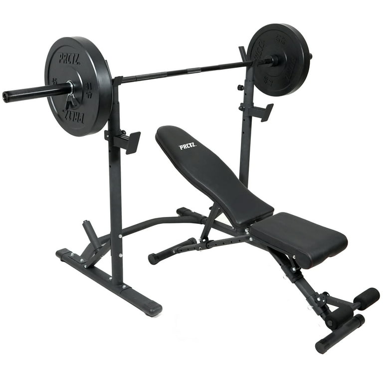 PRCTZ Two Piece Olympic Weight Bench with Squat Rack Foldable FID Bench and Weight Storage Walmart