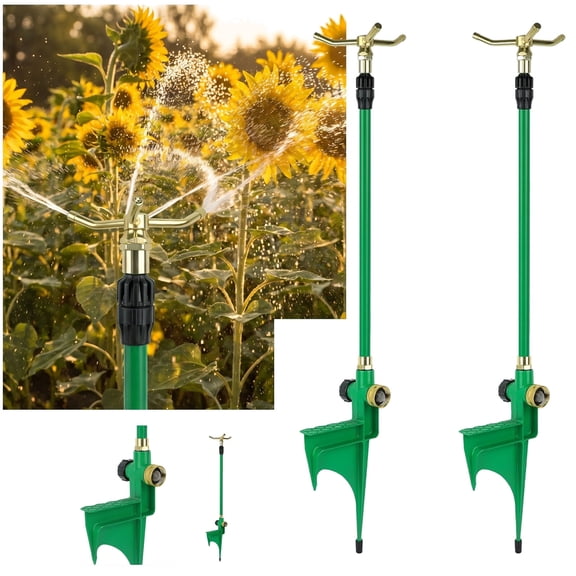 2 Pack 3-Arm Sprinkler with Adjustable Telescoping Base, 360 Degree Rotation High-Rise Lawn Sprinkler for Large Area Coverage, Lawn Irrigation System, Gardening Watering System Sprinklers