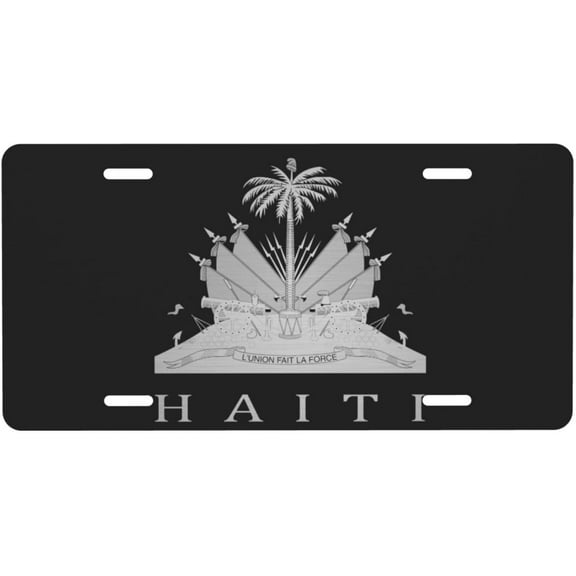 Haiti Haitian Logo Flag License Plate for Cars with 4 Holes 6x12 Inch Bar Pub Cafe Garage Home Wall Decor Unisex-Adult Metal License Plate Tag