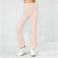 thumbnail image 4 of biudgviw Girls Flare Leggings Toddler Kids High Waist Yoga Pants Breathable Casual Athletic Bell Bottoms for Workout Dance(Pink,12-13 Years), 4 of 7