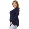 thumbnail image 2 of Women's Long Sleeve Asymmetrical Hem Tunic Top - Size Plus, NAVY, 3XL, 2 of 4