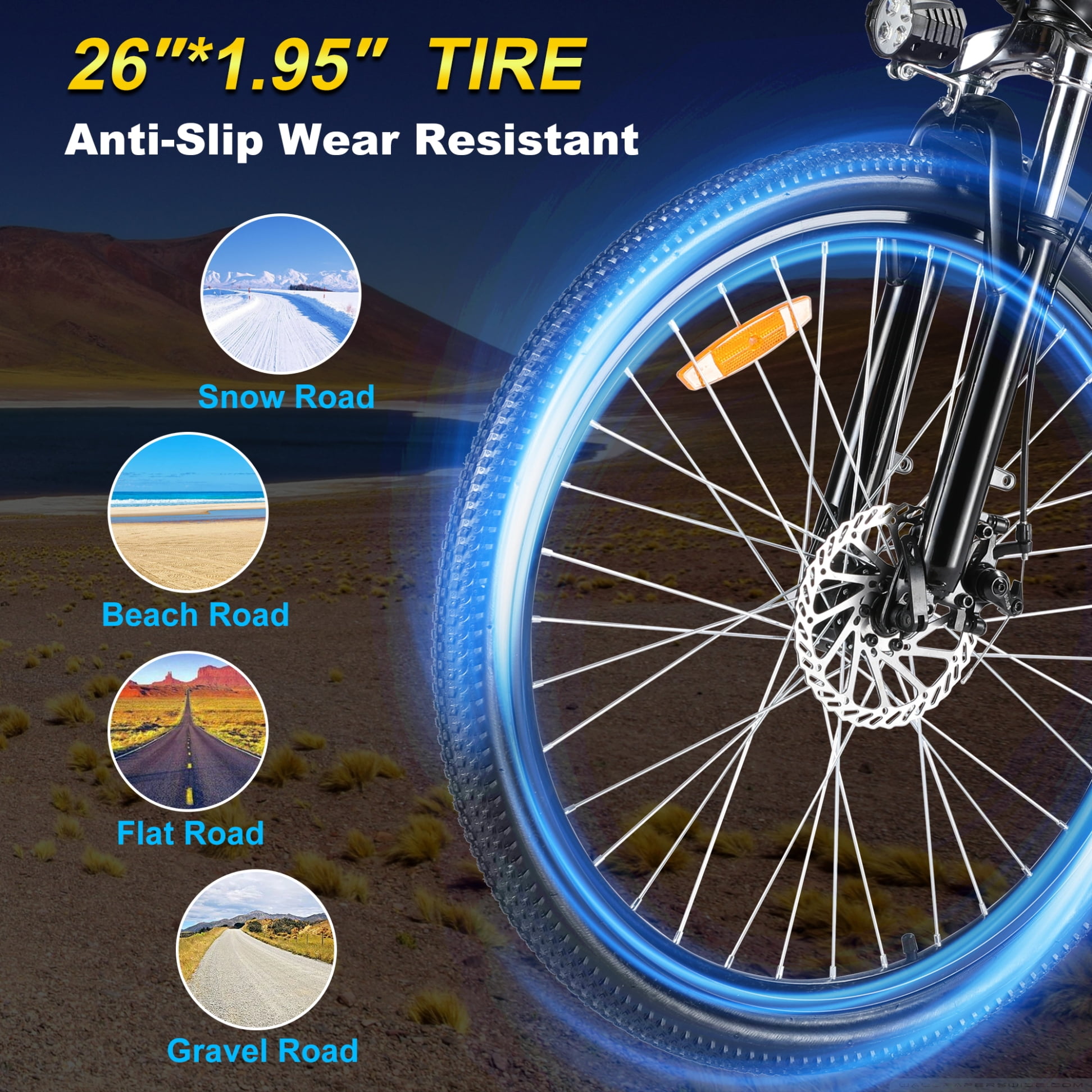 ZNH Electric Bike for Adults, 500W Motor, 26" Commuting E-Bike with Hidden 374.4Wh Battery, 7-Speed Gear, LCD Display, UL 2849