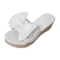 thumbnail image 2 of Avrnliq Womens White Espadrille Wedge Slide Sandals, Bowknot Open Toe Slip-On Cloth Sandals, Comfortable Platform Casual Summer Wedge Shoes for Women,Size 8.5, 2 of 9