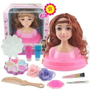 Sugeryy Kids Dolls Styling Head Makeup Comb Hair Toy Doll Set Pretend Play Princess Dressing Play Toys For Little Girls Makeup Learning Ideal Present