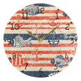 thumbnail image 5 of Navy Stripes with Fishes Kellegs Round Wall Clock Silent Analog Battery Operated Black Pointer Home Decor 9.84" Diameter, 5 of 11