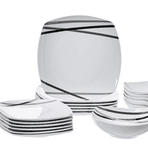 18 Piece Kitchen Dinnerware Set - Square Plates, Bowls, Service for 6