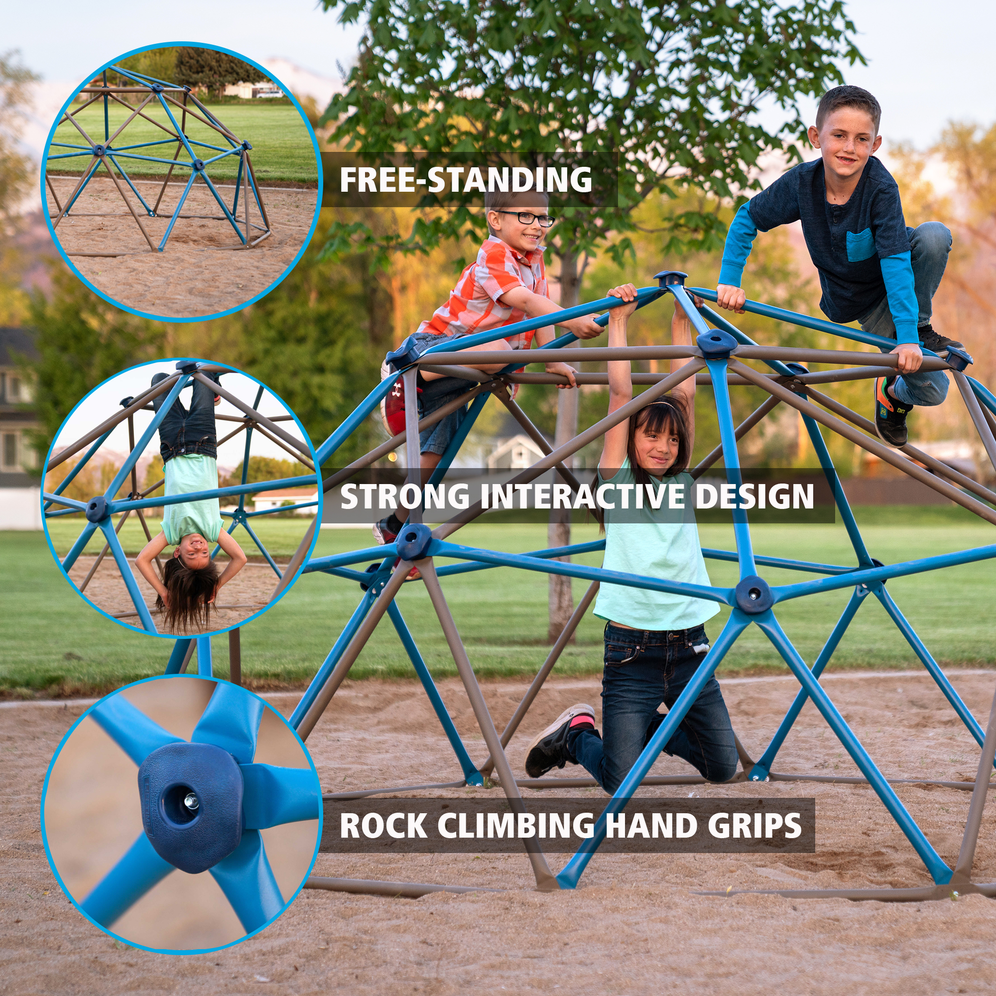 Lifetime Kid's Outdoor 4.5 ft. H x 9 ft. W Dome Climber, Blue and Brown (90939) - image 3 of 14