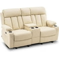 thumbnail image 2 of MCombo Electric Power Loveseat Recliner w/ Console and Massage, Faux Leather(Cream White) 6095, 2 of 7