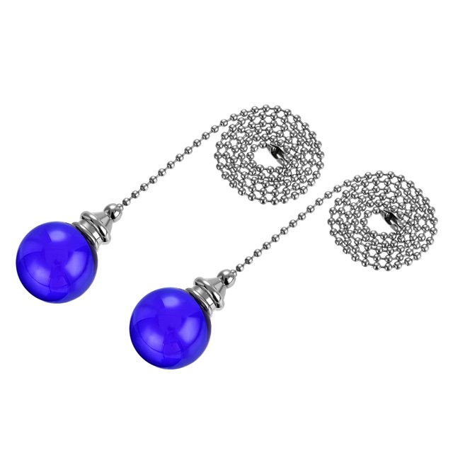 Unique Bargains 20 Inch Ceiling Fan Pull Chain Ornament 30mm Crystal Ball Pendant Blue 2Pack