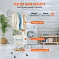 thumbnail image 3 of VEVOR 3 Tier Rolling Laundry Cart Laundry Butler with 4 Wheels Basket Storage Cart Hanging Rack Clothes Rack Bathroom White, 3 of 9