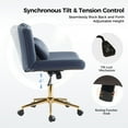 thumbnail image 6 of Modern Home Office Chair Adjustable  Armless Swivel Leather Desk Task Chair for Makeup Vanity Blue, 6 of 8